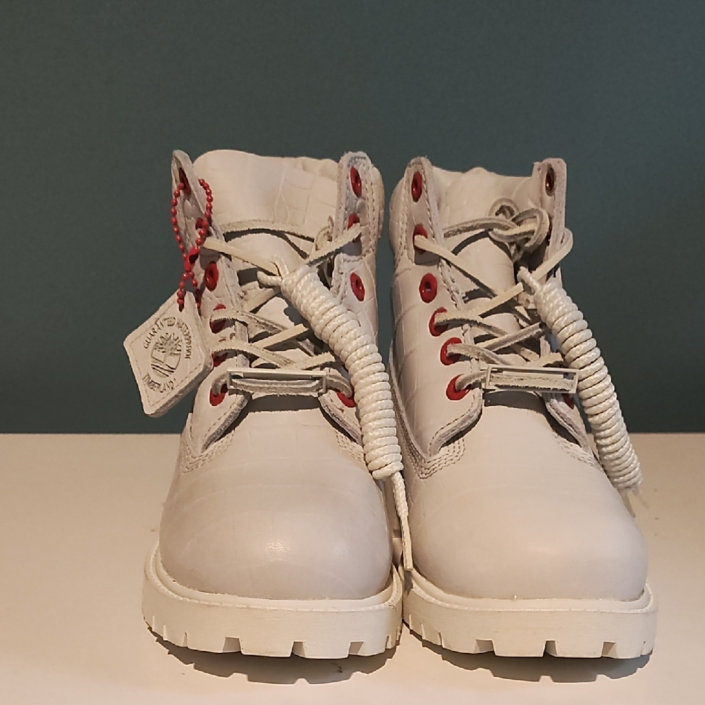Limited Release Timberland White and Red Boots Modern Design